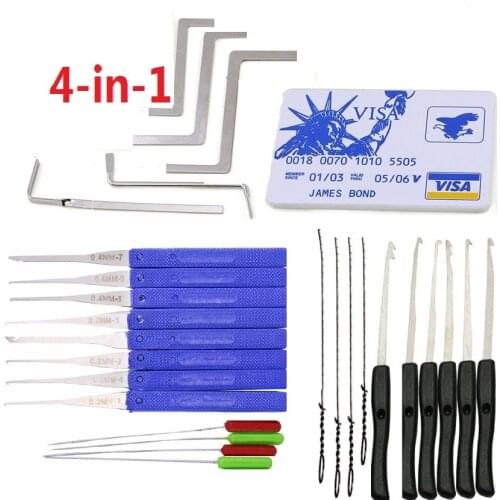 4 in 1 Locksmith Lock Pick Set Stainless Steel Double Row Tension Removal Hooks Lock Picks Tools Lockpick
