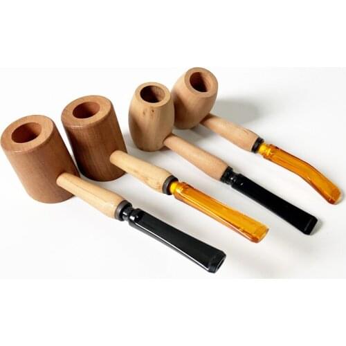 6mm Medium Size wood Tobacco Pipe Tools Wooden shank Stem Smoking Pipe Straight Bent for beginner Gifts