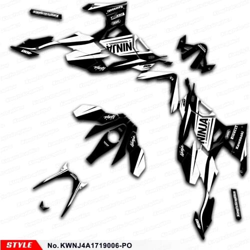Aftermarket Motorbike Vinyl Stickers for Ninja 250 400 ABS 2017 2018 2019 2020 2021 Style No.KWNJ4A1719006-PO, Black and White