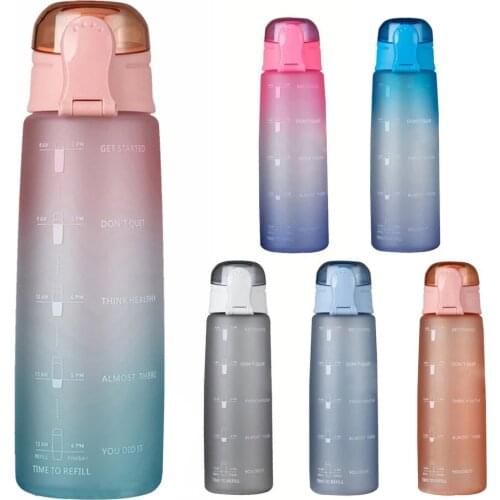 900ml Water Bottle Lightweight And Environmental Bounce Cover Water Bottle With Scale And Suction Nozzle