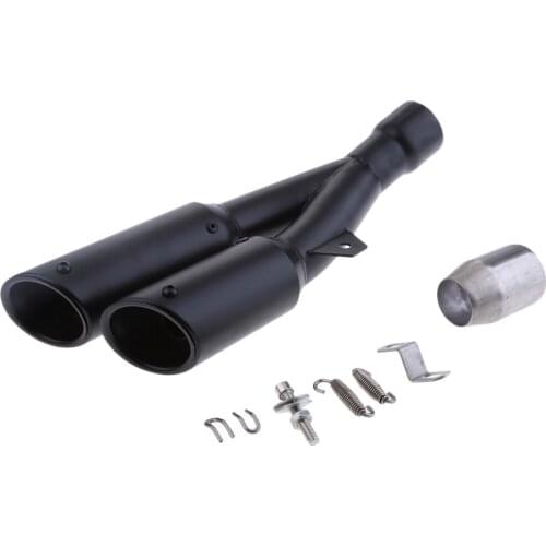 Black Dual Outlet Exhaust Muffler Tail Vent Pipe Slip On 51mm/2" for Honda