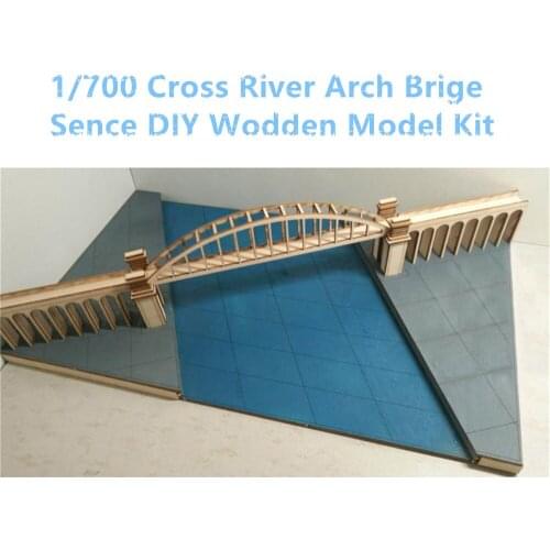 1/700 Cross River Arch Bridge Scene with Platform DIY Wooden Assembly Model Kit CY709