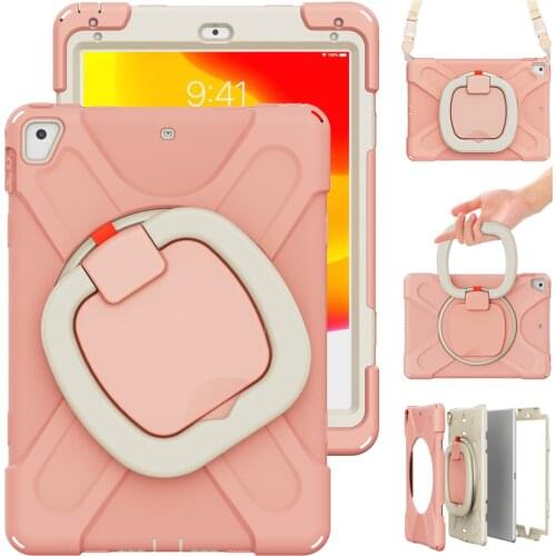 For iPad Pro 9.7(2016) Case Kids Shockproof Rugged Pencil Holder Cover for iPad 9.7 2017/2018/iPad Air 2 +Neck Strap+Handle Grip