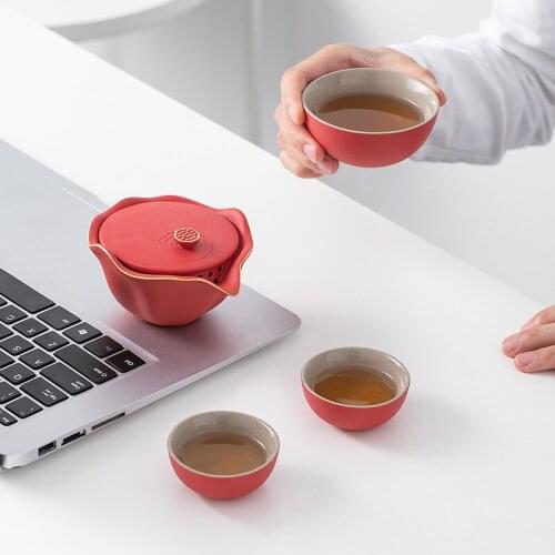 Travel Portable Ceramic Express One Pot Fills Three Cups Kung Fu Tea Set Household Master Cup Outdoor Carry-on Bag