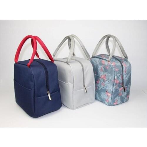 Flamingo Insulated Oxford Aluminum Foil Portable Lunchbag Woman Men Travel Picnic Lunch Box With Pocket Thermal Lunch Bag