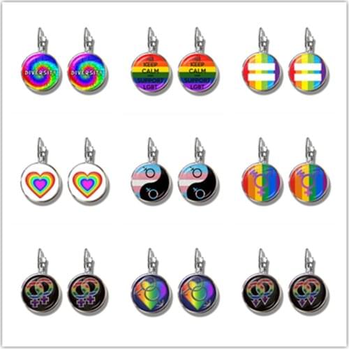 Gay Pride French Hooks Earrings Same Sex LGBT Jewelry Gay Lesbian Pride With Rainbow Love Wins Gift Same Sex Marriage Love Gift