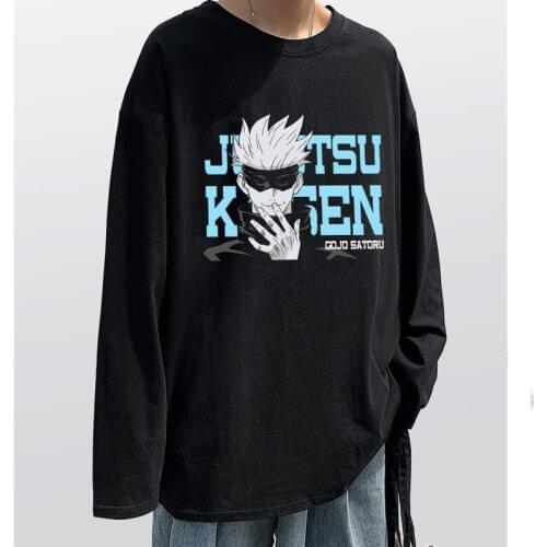 Anime Jujutsu Kaisen Cosplay Gojo Satoru Tshirts Long Sleeve Cotton Slim White Women T-shirts Gojo Satoru T Shirt For Men CS540