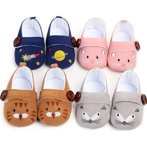 Cotton Baby Girls Boys Shoes Infant First Walkers Toddler Kid Cartoon Soft Anti-Slip Crib Embroidered Baby Shoes 0-18 Months