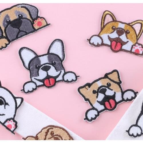 Cute Pet Dog Portrait Adhesive Sticker Boys Girls Schoolbag Hat Jacket Diy Embroidered Direct Stick on Patch