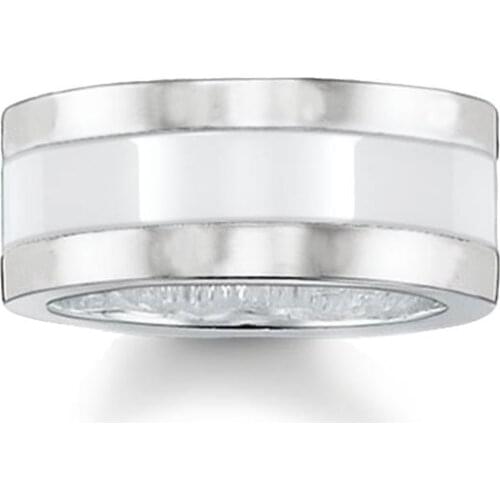 925 Sterling Silver White Ceramic Band Rings, Fashion Classic Thomas Style Glam Eternity Ring Jewelry Ts Soul Gift for Women