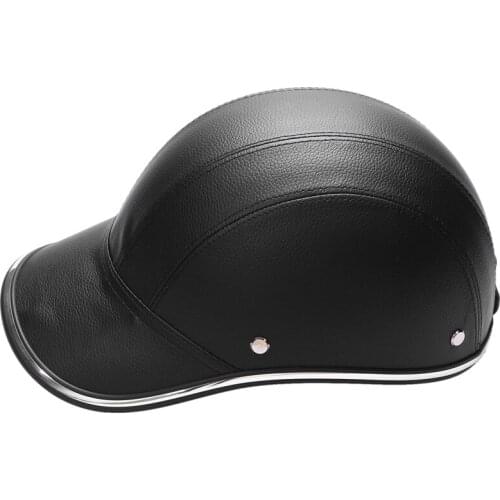 Motorcycle Leather Helmets Bike Scooter Half Open Face Protective Helmet Hard Hat-Safety Unisex Racer Helmet Baseball Cap-Safety