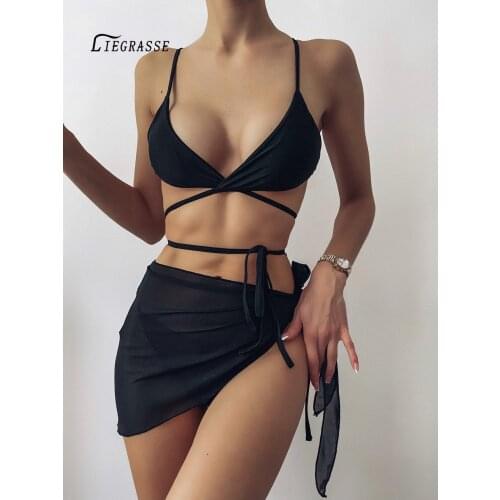 3 Pieces Swimsuit Women Bikini 2021 Sexy Halter Swimwear Female Brazilian Bathing Suit Summer Beach Wear Swimming Suit Biquini