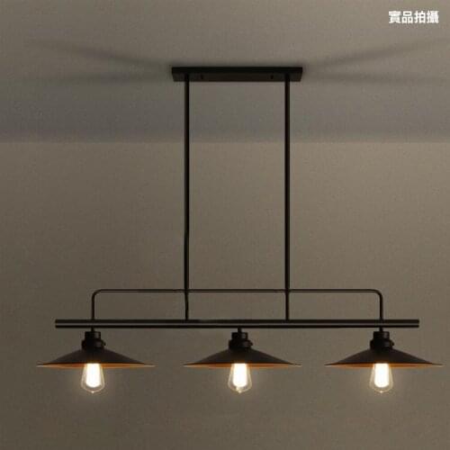 Loft retro industrial dining table pendant lamp three end pot cover bar dining room billiard table iron pendant lamp