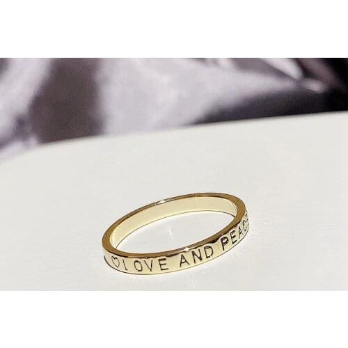 MIGGA 2021 Trend Love and Peace Gold Color Plated Ring for Women Fashion Jewelry