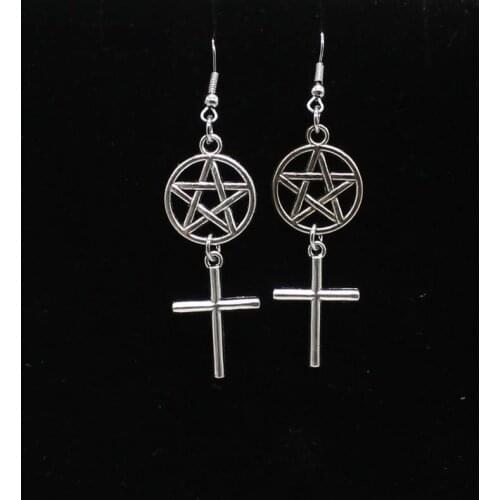 Fashion Pentagram Earrings Cross Earrings Gothic Jewelry Ladies Dangle Earrings Gift Jewelry