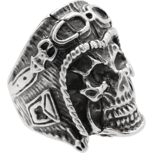Mens Antique Silver Plated Adjustable Gothic Skull And Crossbones & pilot Ring special design mens stylish casual fashion 2021 adjustable person