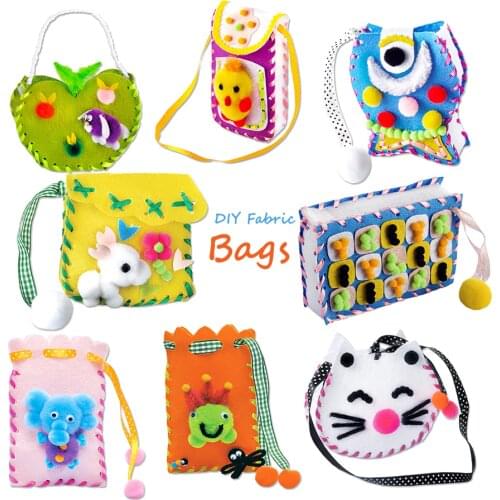 DIY Handmade Felt Fabric Sewing Kit for Kids Beginners,Sewing Project Pattern Bag Handbag Art & Crafts Educational Kid Toys