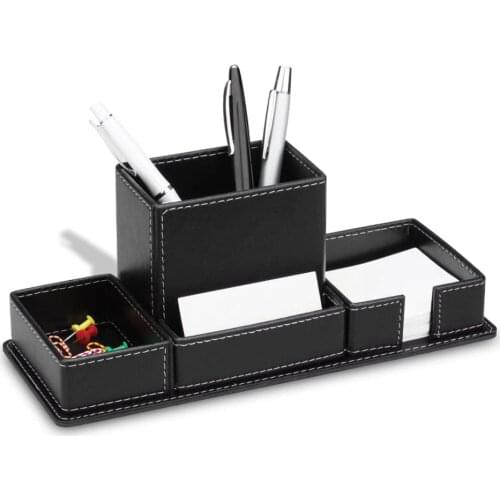 Desktop Pencil holder leather Paperclip notebook storage Office Stationery drawer