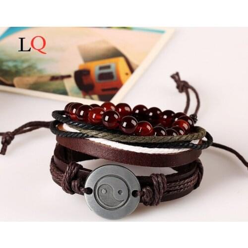 New Braided Bracelet Bohemia Buddha Beaded Weave Leather Bracelets for Men Pulseras Jewelry Wholesale Gifts Man Charm Bracelets