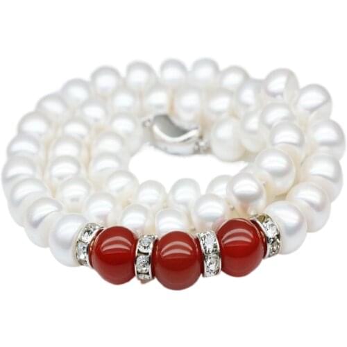 Real freshwater pearl necklace 8-9mm natural pearl choker statement necklace silver 925 wedding gifts for guests women jewelry