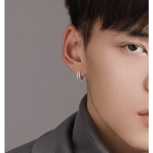 Personality cool boys hoop earrings Korean style simple trend chain earrings ear buckles jewelry gifts