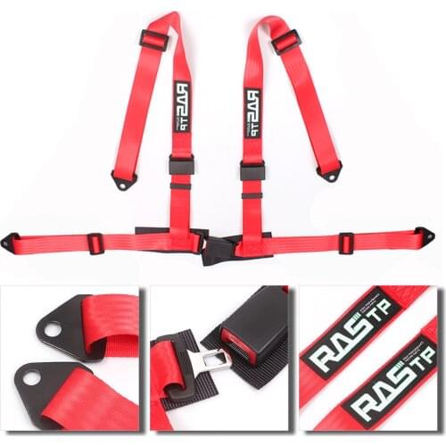 RASTP-2'' Universal Four-Point Seat Belt For Racing Trucks Big Red Buckle Seat Belt Car Buckle Wiring Harness For Car RS-BAG048