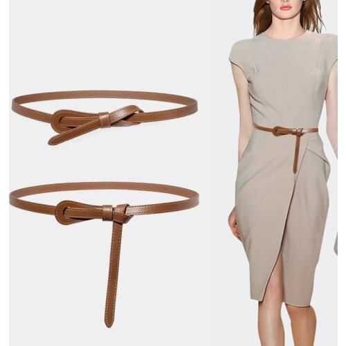 High Quality Skinny Waist Belt For Women Designer Brand Fashion Elegant Lady Leather Sashes Dresses Coat Shirt All Match (115CM)