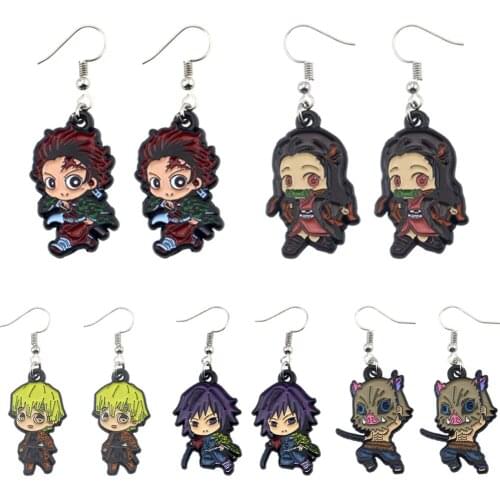 Anime Demon Slayer: Kimetsu no Yaiba Alloy Earring Cosplay Cartoon Character Kamado Tanjirou Kamado Nezuko Cute Classic Gifts