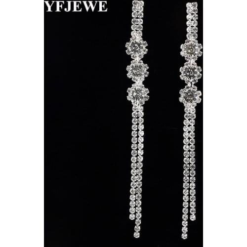 YFJEWE Handmade Factory Wholesale Price Long Crystal Earrings For Women Vintage Full Tassel Rhinestone Earrings E498
