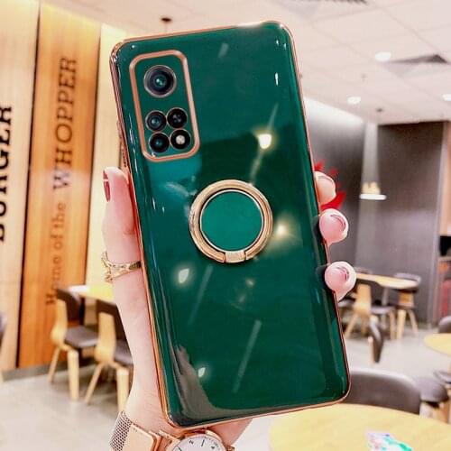 Plating Silicone Case For Xiaomi Mi 10T Pro 11 10 Lite Mi10 T Ultra M i11 10Ultra 10Lite Phone Soft Covers With Ring Holder Case
