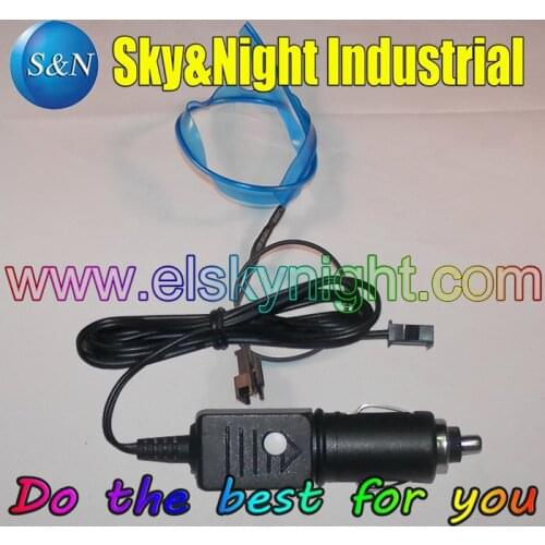 Blue-EL Skirt Wire+12V Controller with Cigar lighter (functions of Constant -Flashing-Off)