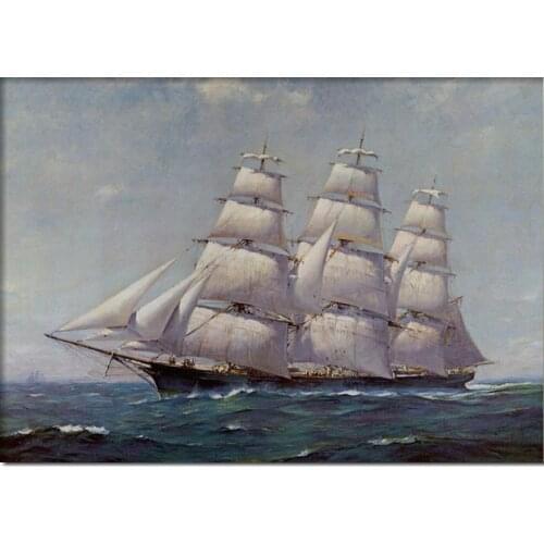 Modern Art oil painting sailing boat McKay Racer Sovereign of the Sea by Frank Vining Smith High quality 100%handmade free ship