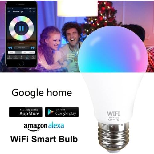 Smart Home WIFI Led Light Bulb 15W E27 E26 B22 Smart RGB 220V WIFI Light Lamp Color Compatible With Alexa Google Siri Assistant
