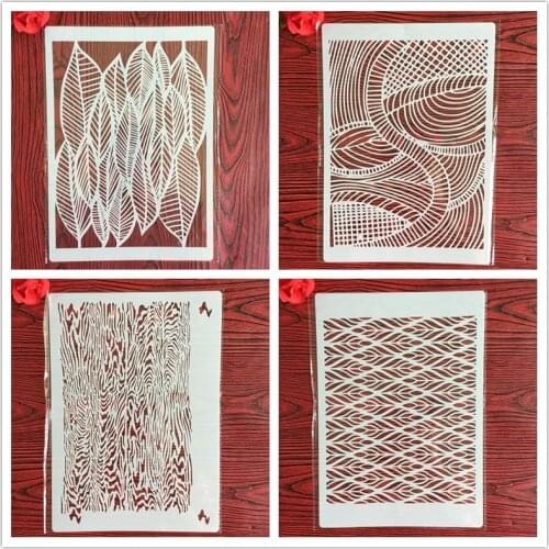 4pcs / set A4 Stencils Painting Coloring Embossing Scrapbook Album Decorative Template for walls Mandala stencil templates