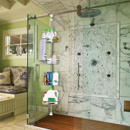 Retractable Stainless Steel Bathroom 4-layer Shelf Telescopic Corner Shelf Rack Shower Caddy Storage Bathroom Shelves HWC