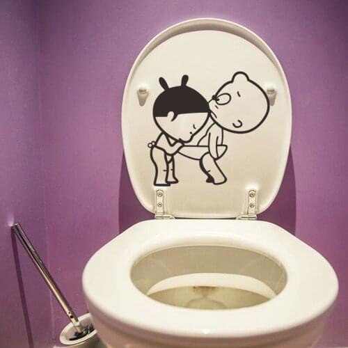 Funny boys girls children Toilet Stickers Bathroom Decoration Mural Art Wall Decals