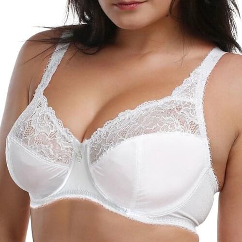 Womens Lace Perspective Bra Sexy Lingerie Embroidery Floral Bralette Plus Size B C D E 70 75 80 85 90 95 100 105