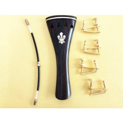 1 sets ebony 4/4 violin tailpiece with golden fine tunres violin Accessories