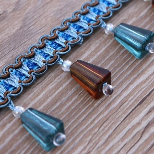 12M/Lot 4.5cm Wide Curtain Beads Lace Ribbon Trim Curtain Accessories Decorative Sofa Edge Belt DIY Sewing Tassel Fringe