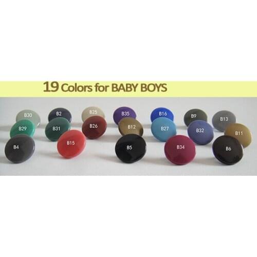 190 sets / lot T-5-006 KAM 12.4mm plastic nylon 19colors snap fastener 4-part buttons for baby boy kidswear