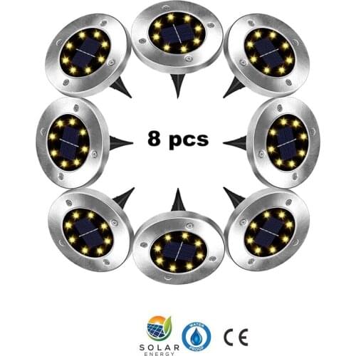 2-8pcs 8 led Solar Powered Ground Light Waterproof Garden Pathway Deck Lights With 4/8/12/16/20 LED Lamp for Home Yard Driveway