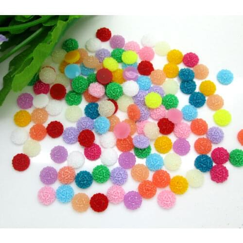 200Pcs 8mm Mixed Round Resin Decoration Crafts Beads Flatback Cabochon Scrapbook DIY Embellishments Accessories