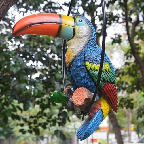 40cm big size Resin Parrot Woodpecker Statues Wall Hanging Decoration Crafts Home Garden Trees Animal Birds Toucan Sculpture