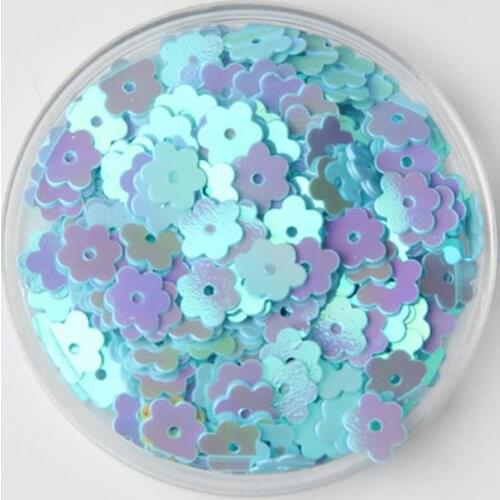6mm Flat Flower Center Hole AB Light Blue Loose Sequin Paillette Sewing,Wedding Craft,Women Kids DIY Garment Accessories SFF61