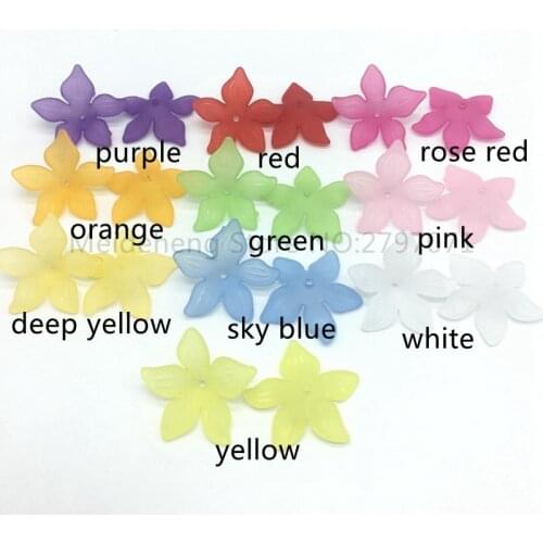 29mm Acrylic Plastic Frosted flower Beads five petaled dull polish Fit Jewelry Handmade DIY Craft Accessories 45pc/bag Meideheng