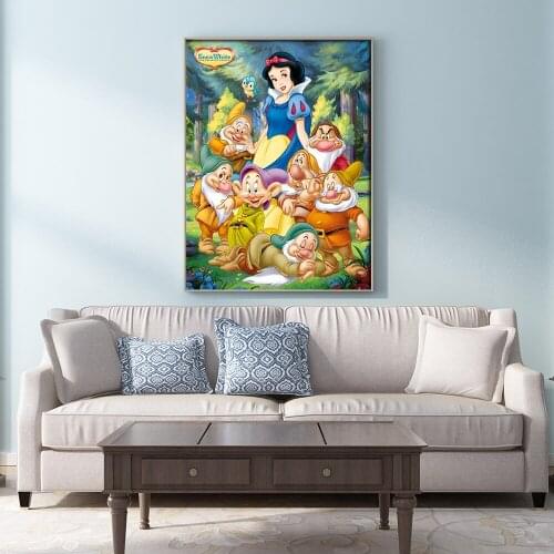 Disney 5D DIY Diamond Painting Diamond Embroidery Full Cross Stitch Kit Princess and Dwarf Square Round Mosaic Art Home Decor