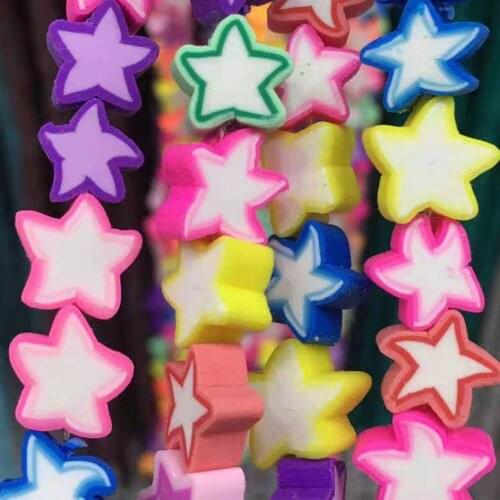 Free Shipping Fashion Jewelry 8~10mm Polymer Clay Star Loose Beads 15" FG9167