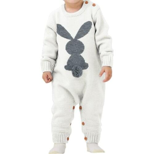 Baby Autumn Rompers Sets Rabbit Baby Jumpsuits Overall Long Sleevele Knitted Casual Clothes