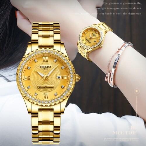 NIBOSI Women Watches Top Brand Luxury Gold Ladies Watch Stainless Steel Band Classic Bracelet Female Clock Relogio Feminino