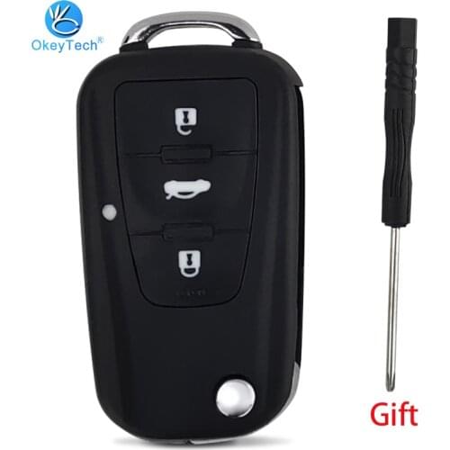 OkeyTech 3 Buttons Flip Fold Auto Remote Car Key Shell Case For New MG GS Roewe MG7 GT GS 350 360 750 W5 Replacement Key Cover